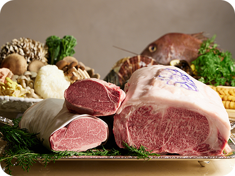 神戸ビーフをメインとした魚介や野菜